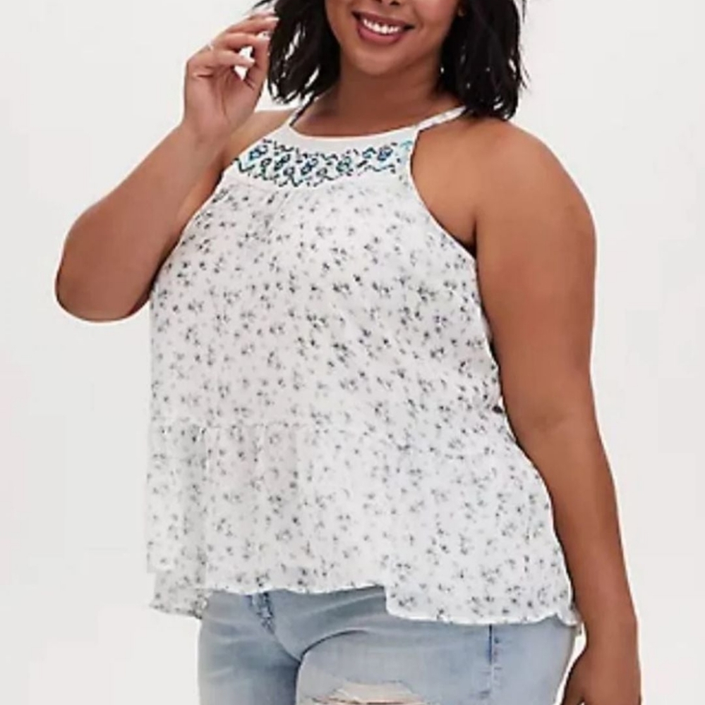 Ditsy Floral Beaded Top Size 3 by Torrid